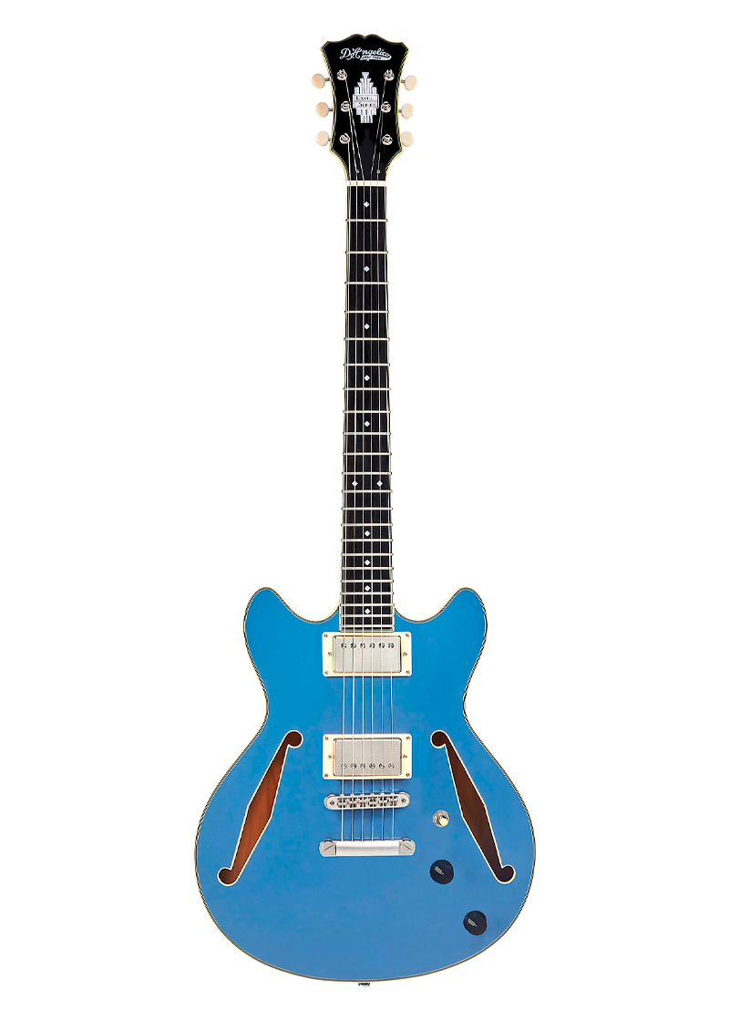 d'angelico excel mini dc tour semi hollow electric guitar with supro bolt bucker pickups and stopbar tailpiece