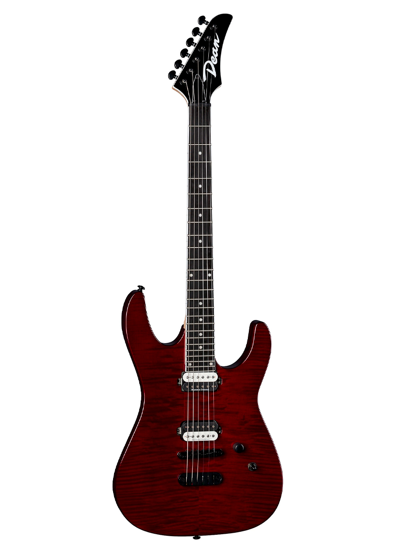 dean modern 24 select flame top electric guitar transparent cherry