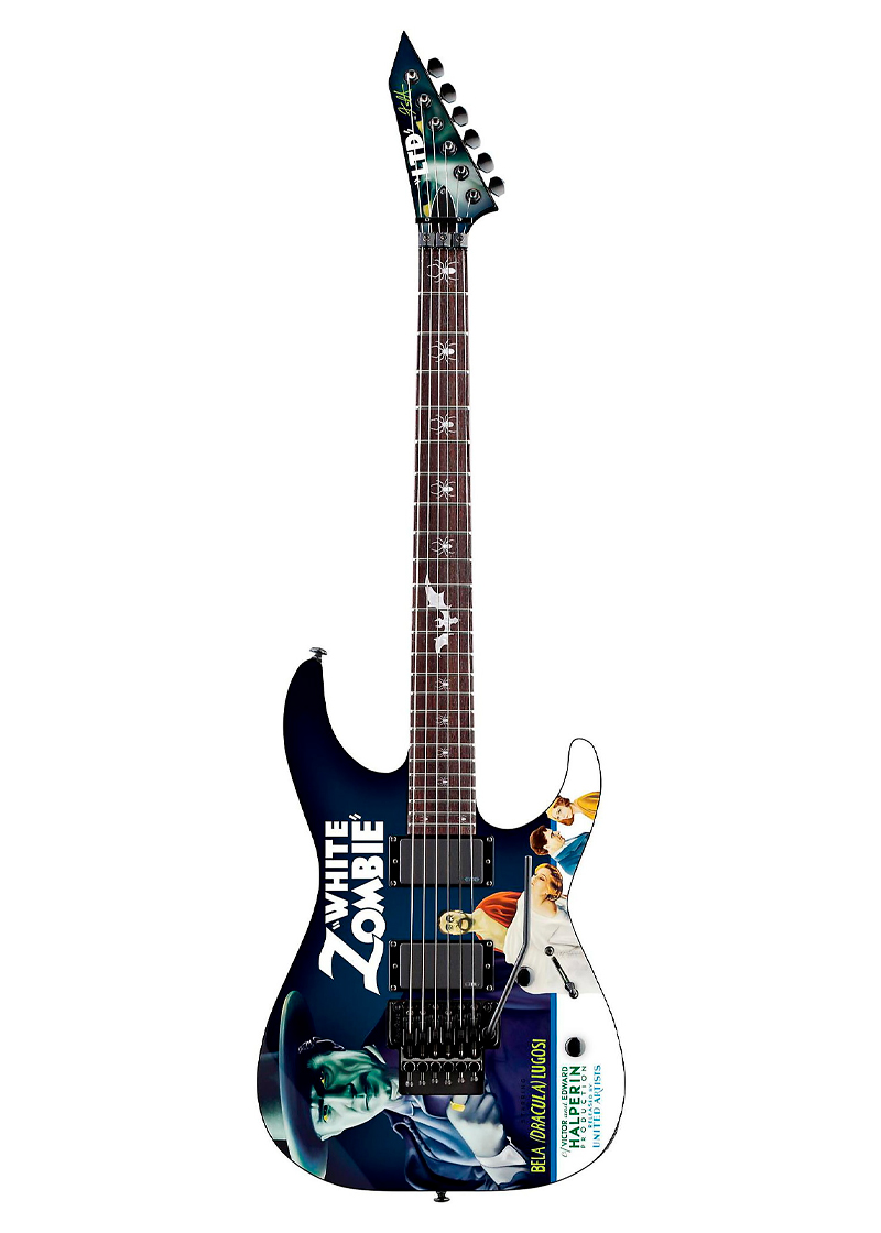esp ltd kirk hammett signature white zombie electric guitar graphic