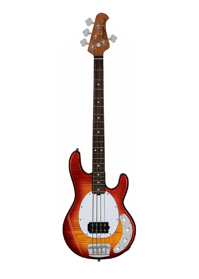 sterling by music man stingray ray34 flame maple electric bass guitar