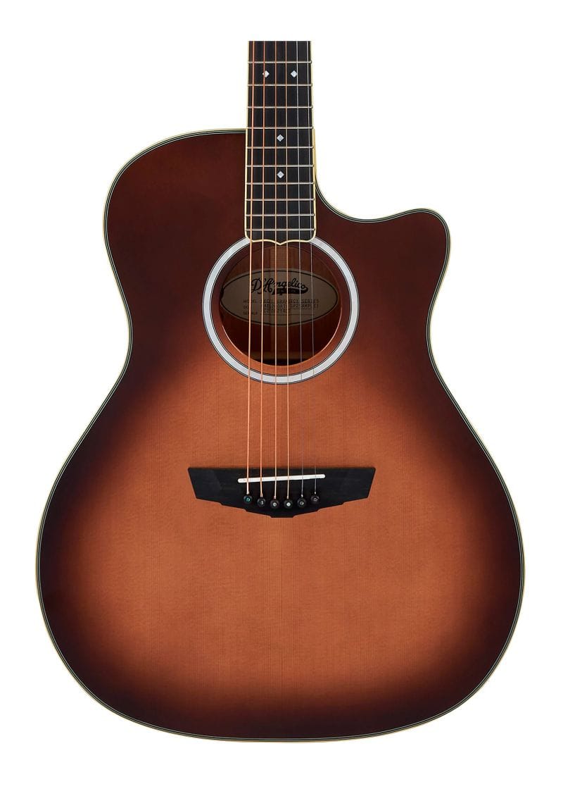 d'angelico excel gramercy grand auditorium acoustic electric guitar Guitarra electroacústica D'Angelico Excel Gramercy Grand Auditorium detalle del cuerpo Autumn Burst