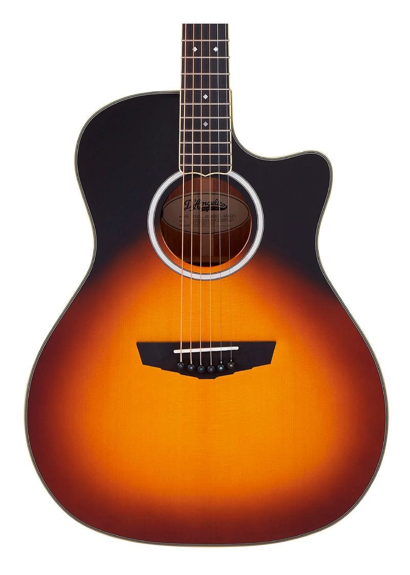 d'angelico excel gramercy grand auditorium acoustic electric guitar Guitarra electroacústica D'Angelico Excel Gramercy Grand Auditorium detalle del cuerpo Vintage Sunset