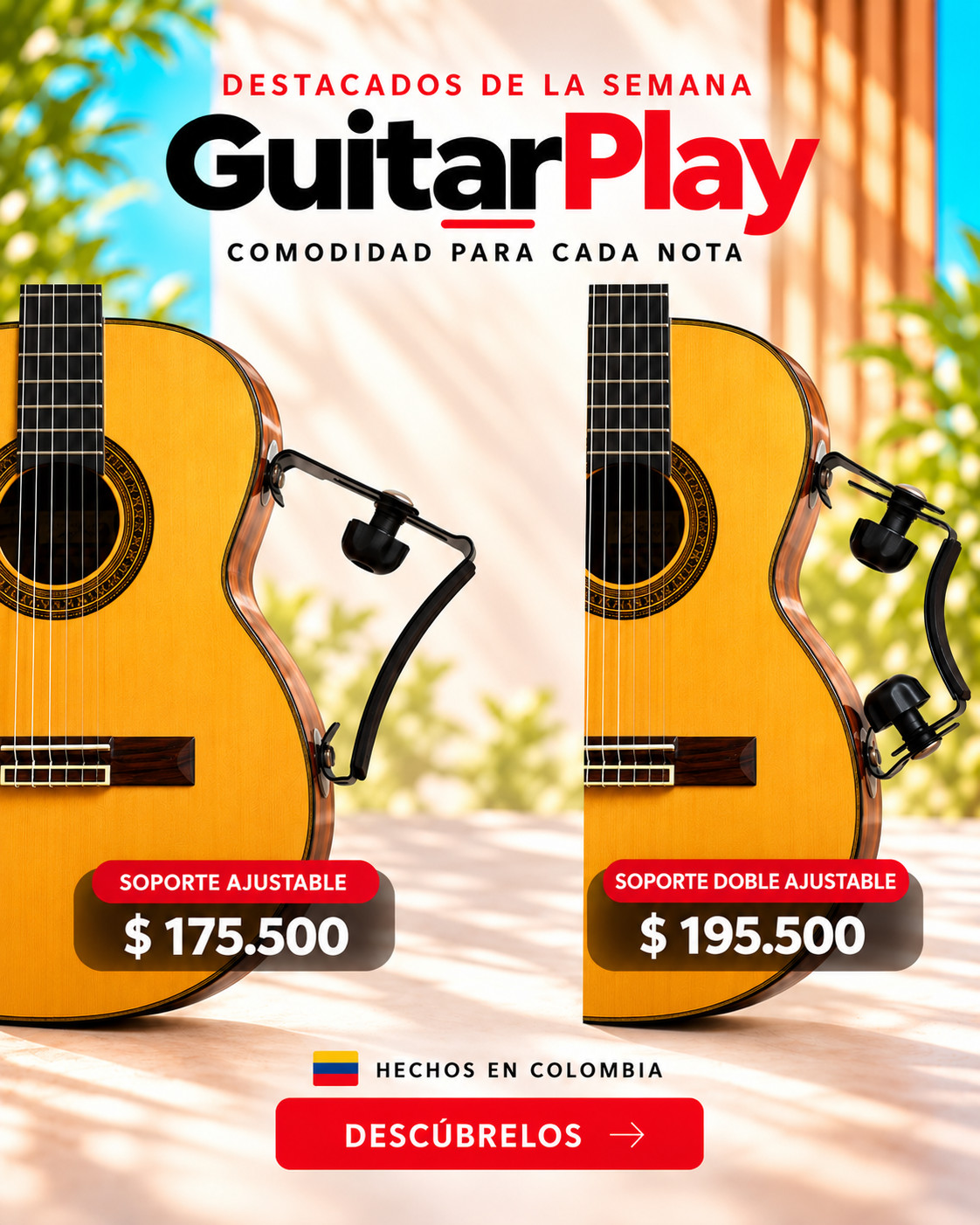 guitarras clásicas con soportes ajustables
