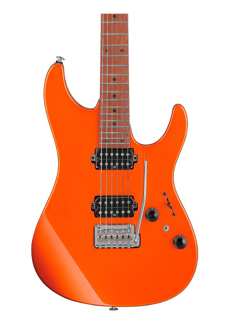 ibanez az2402 prestige electric guitar Guitarra eléctrica Ibanez AZ2402 Prestige detalle del cuerpo Roadster Orange Metallic