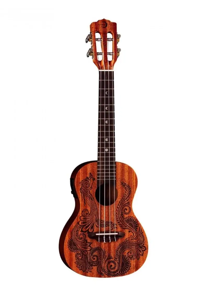 Ukelele electroacústico Luna Henna Dragon Concert vista frontal