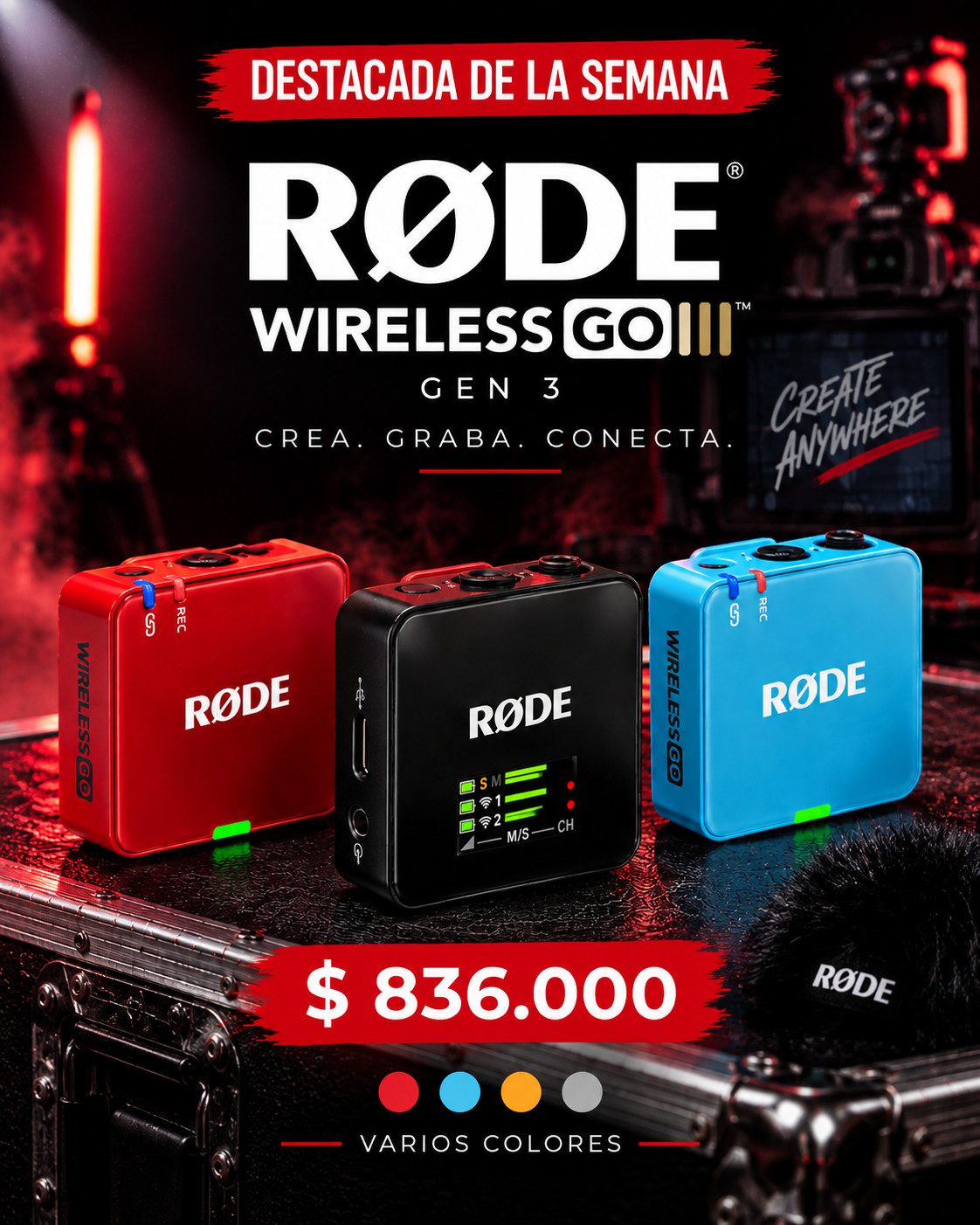 rode wireless go gen 3 compact wireless microphone system móvil