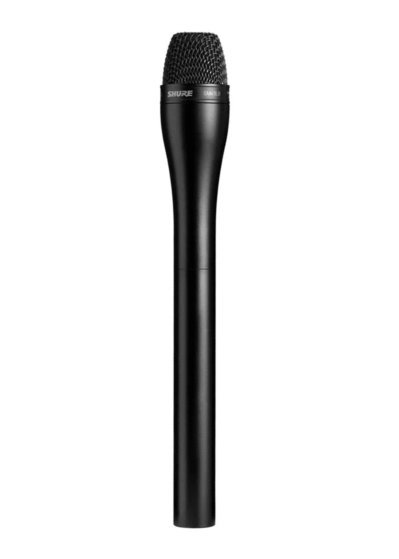 Micrófono Shure SM63LB negro vista frontal completa de 23 cm