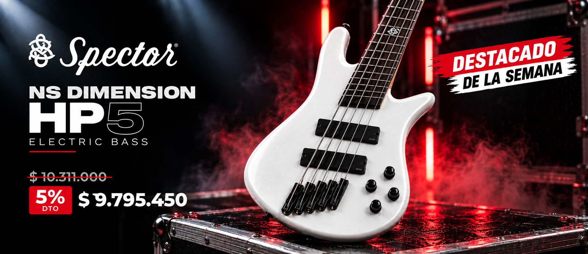 Bajo eléctrico blanco Spector NS Dimension HP5 en oferta