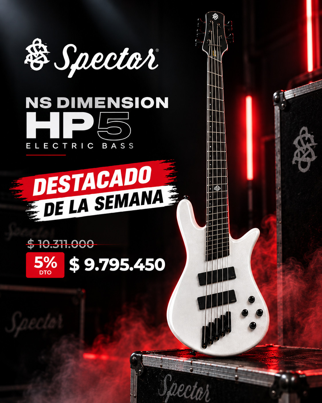 Bajo eléctrico Schecter NS Dimension HP5 blanco
