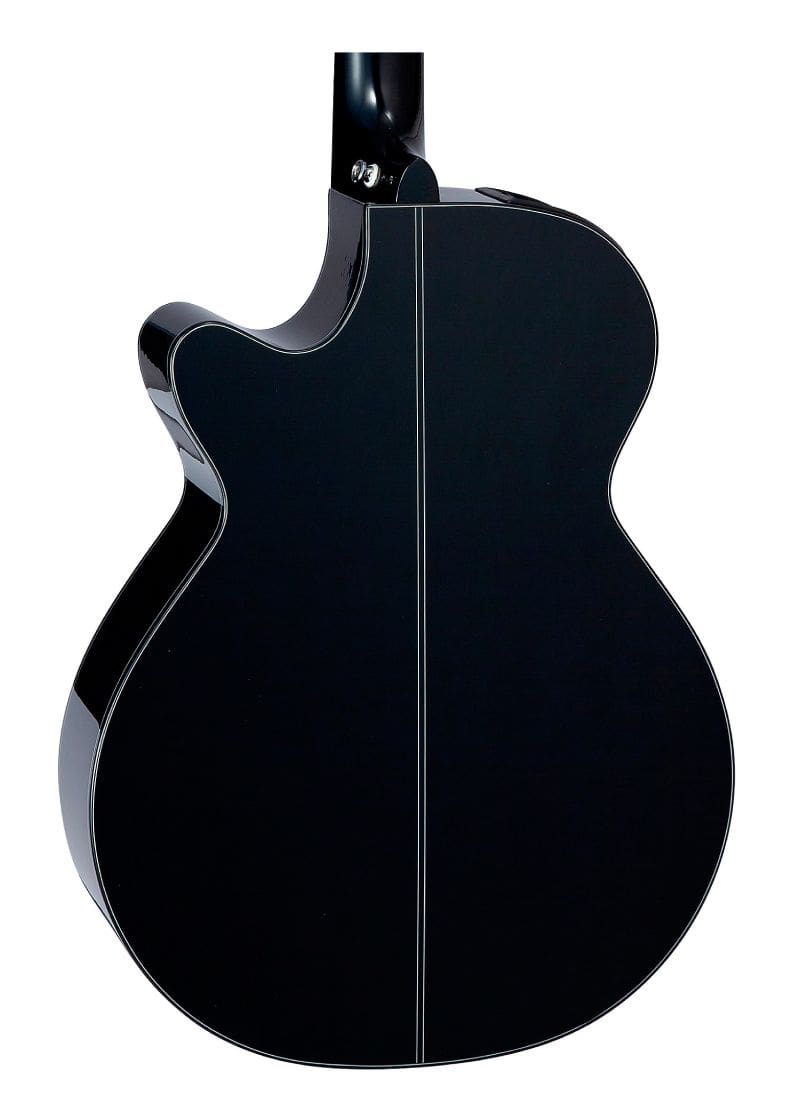 takamine g series gf30ce cutaway acoustic electric guitar Parte trasera de guitarra acústica negra brillante