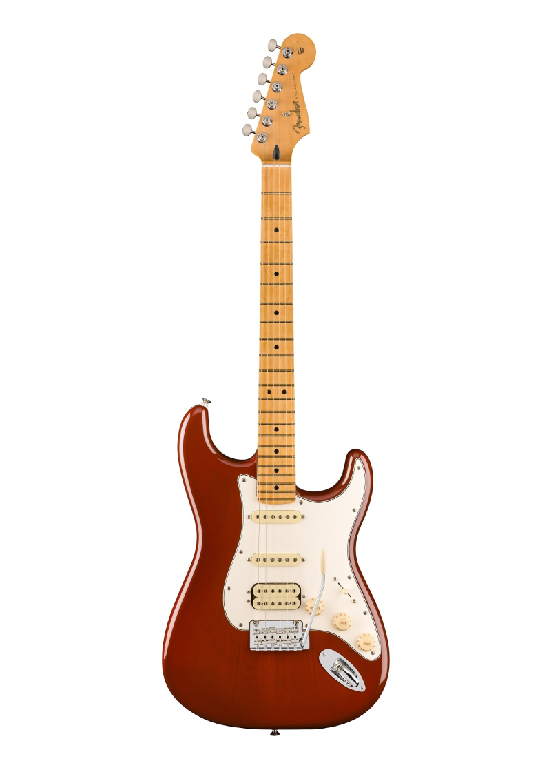 fender player ii stratocaster hss chambered mahogany body maple fingerboard electric guitar transparent mocha burst