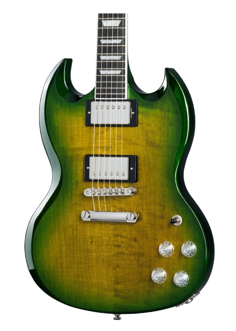 epiphone sg modern figured electric guitar Guitarra eléctrica Epiphone SG Modern Figured detalle del cuerpo Iguana Burst