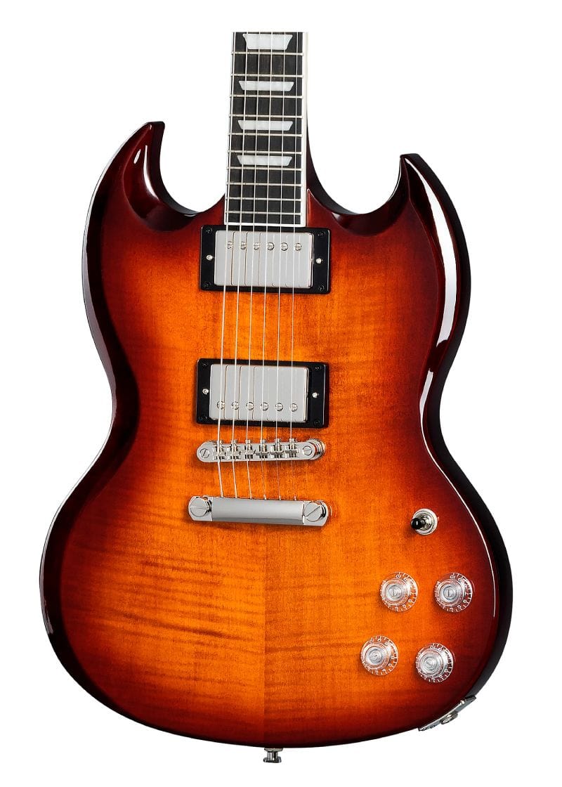 epiphone sg modern figured electric guitar Guitarra eléctrica Epiphone SG Modern Figured detalle del cuerpo Mojave Burst