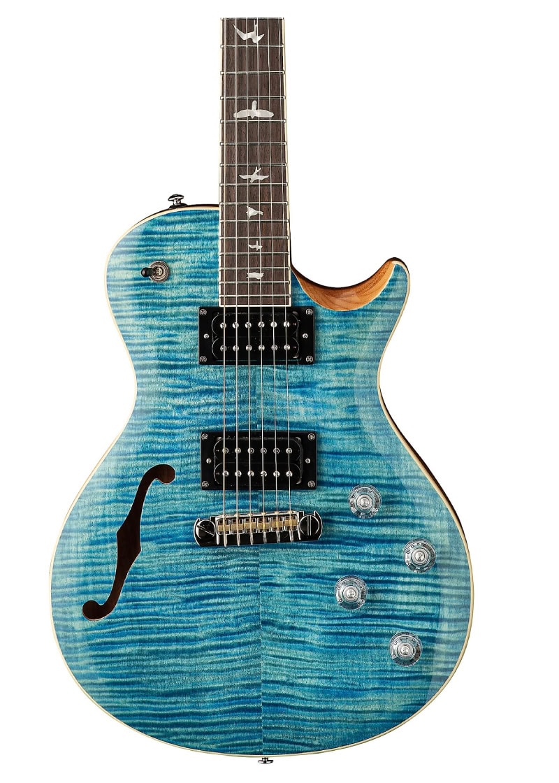 prs se zach myers electric guitar myers blue Guitarra eléctrica PRS SE Zach Myers detalle del cuerpo semi-hueco