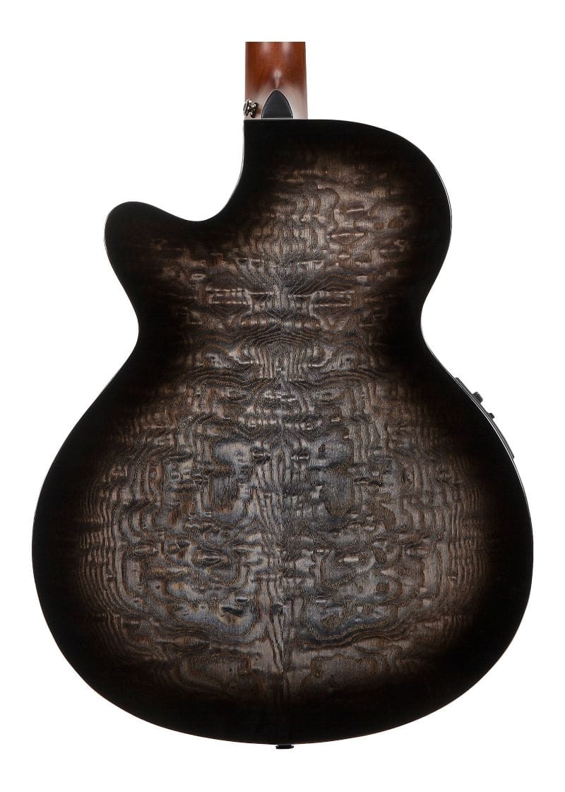 mitchell exotic series mx430qab quilted ash burl acoustic electric guitar Guitarra electroacústica Mitchell MX430QAB vista posterior
