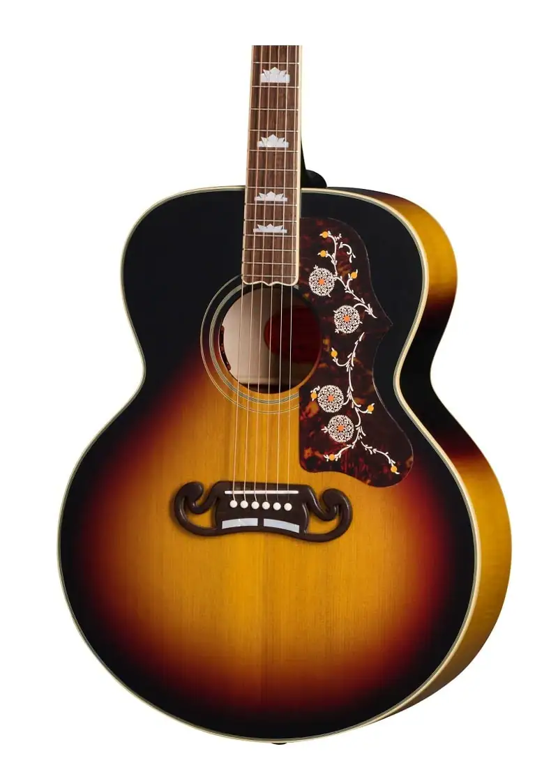 epiphone inspired by gibson custom 1957 sj 200 acoustic electric guitar Guitarra electroacústica Epiphone Inspired by Gibson Custom 1957 SJ-200 detalle del cuerpo Vintage Sunburst