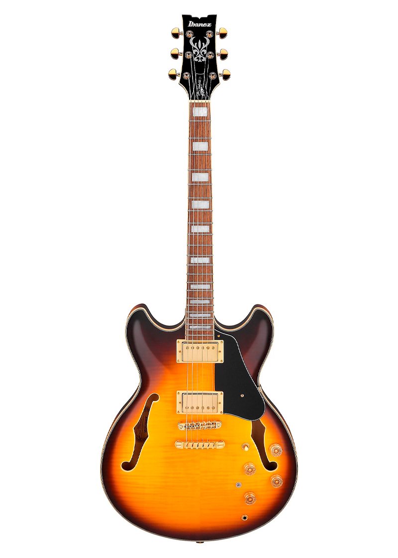 ibanez john scofield signature electric guitar two tone burst