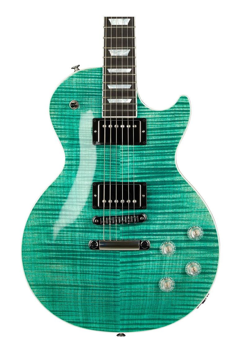gibson les paul modern figured electric guitar Guitarra eléctrica Gibson Les Paul Modern Figured detalle del cuerpo Seafoam Green