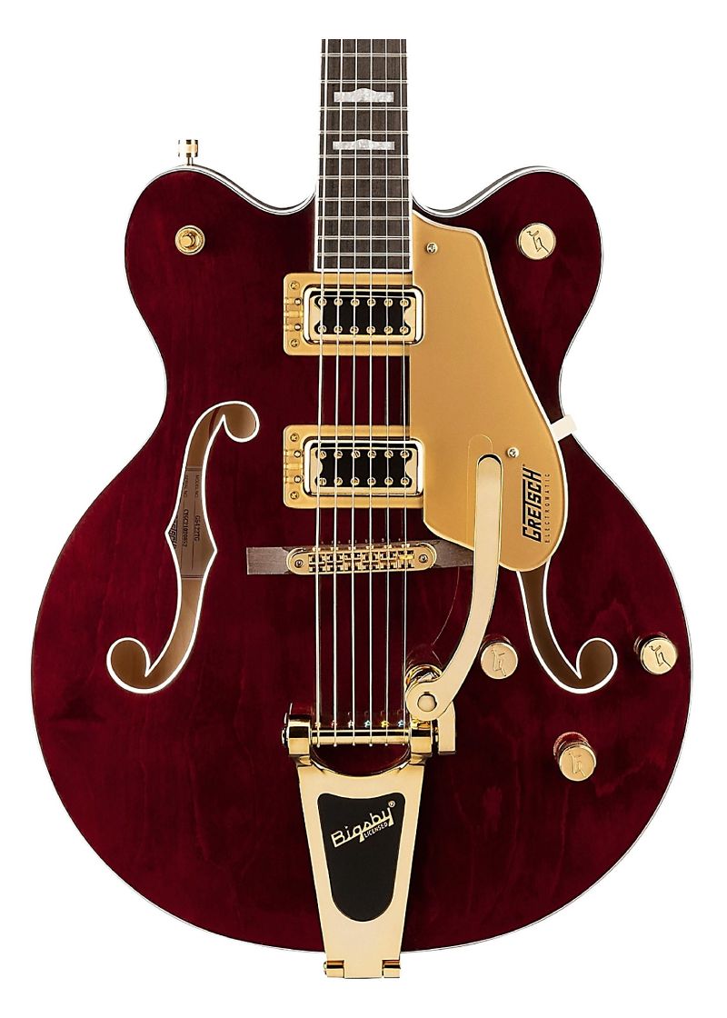 gretsch guitars g5422tg electromatic classic hollowbody double cut with bigsby and gold hardware electric guitar Guitarra eléctrica Gretsch G5422TG Electromatic Hollowbody detalle del cuerpo Walnut Stain