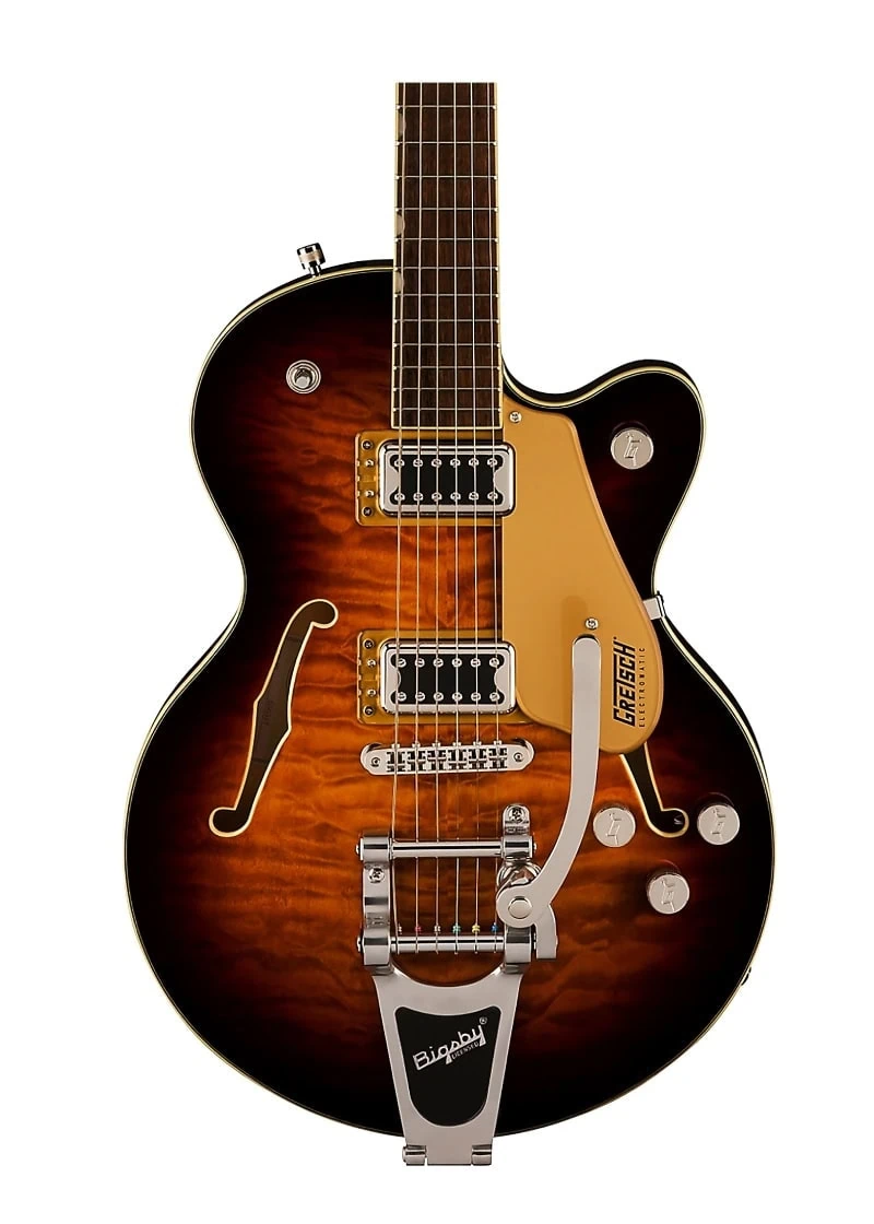 gretsch guitars g5655t qm electromatic center block jr. single cut quilted maple with bigsby electric guitar Guitarra eléctrica Gretsch G5655T-QM Electromatic Center Block Jr. detalle del cuerpo Sweet Tea