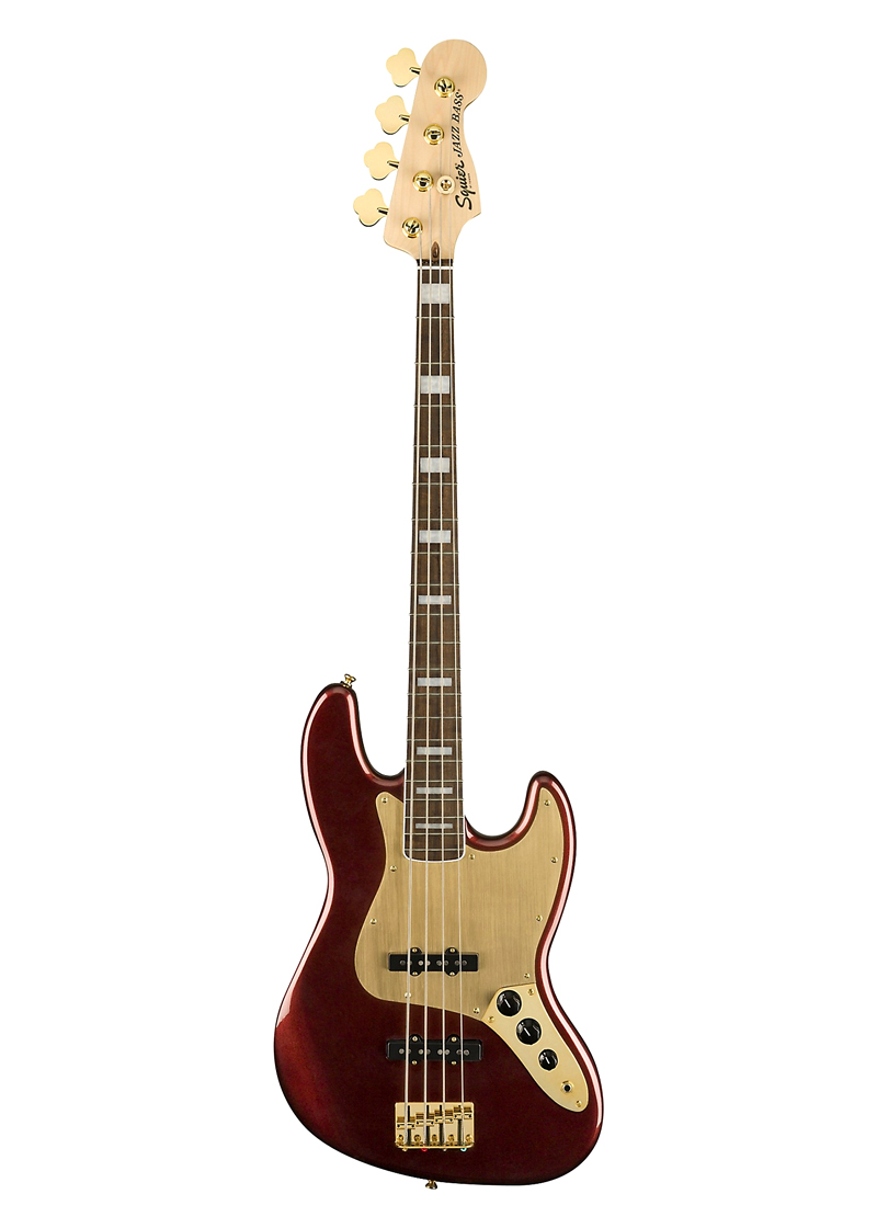 squier 40th anniversary jazz bass gold edition ruby red metallic