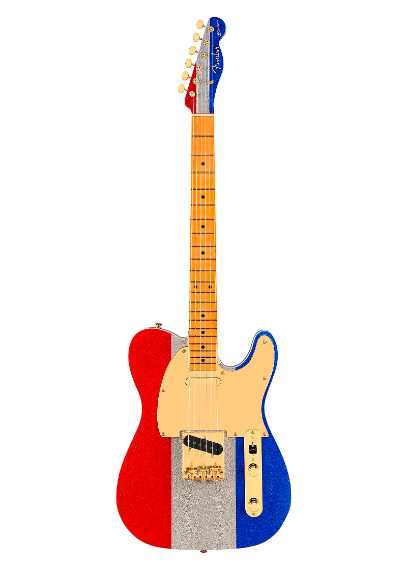 Guitarra eléctrica Fender Buck Owens Telecaster Red Silver Blue Sparkle vista frontal