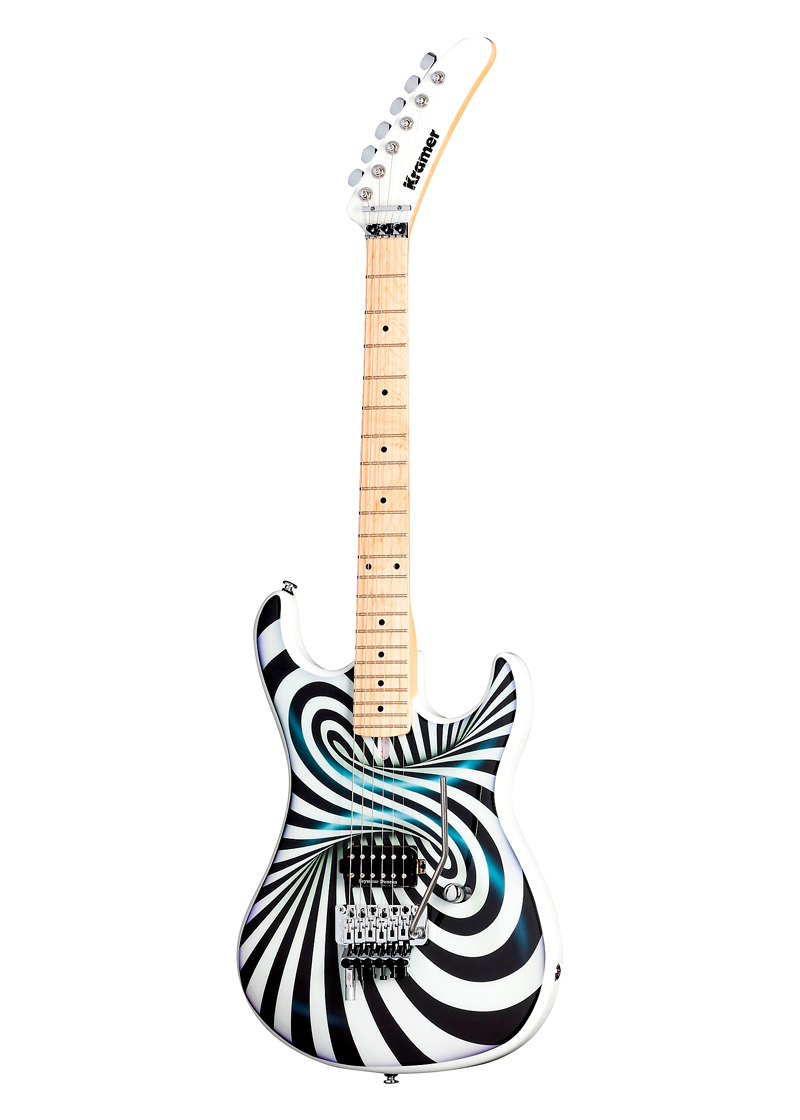 kramer the 84 "illusionist" custom graphic electric guitar 3d black white swirl