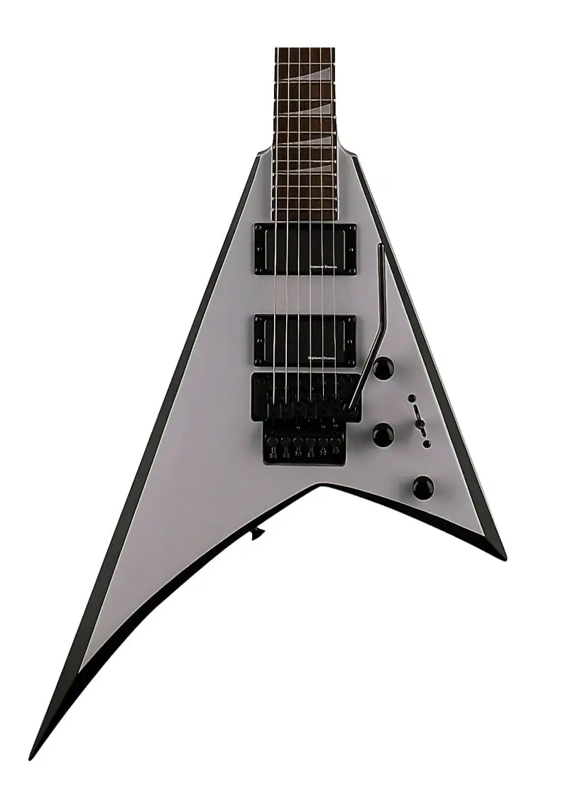 jackson x series rhoads rrx24 electric guitar Guitarra eléctrica Jackson Rhoads RRX24 detalle del cuerpo Battleship Gray with Black Bevels
