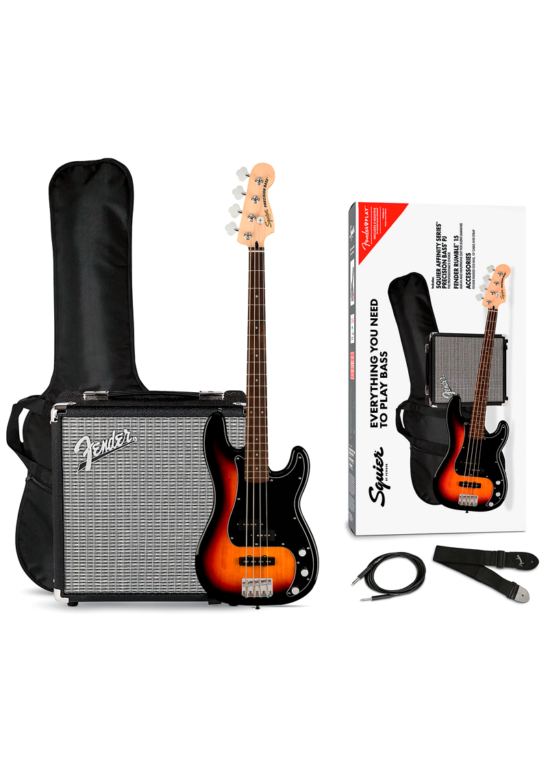 Pack　Bass　Fender　Series　Rumble　Squier　Store　Music　Amp　With　Affinity　Black　Head　PJ　15G