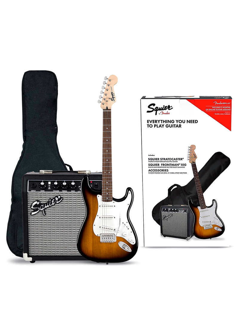 squier stratocaster limited edition electric guitar pack with squier frontman 10g amp