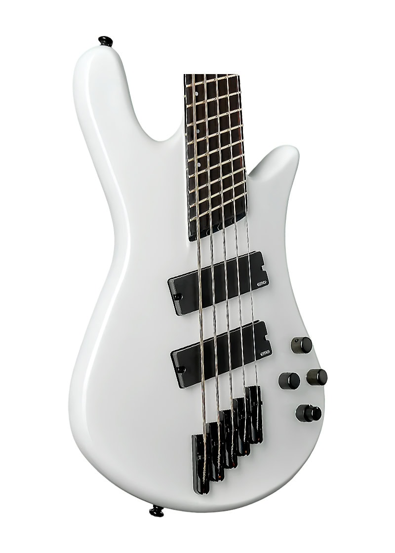 spector ns dimension 5 hp electric bass Bajo eléctrico blanco de cinco cuerdas con pastillas negras