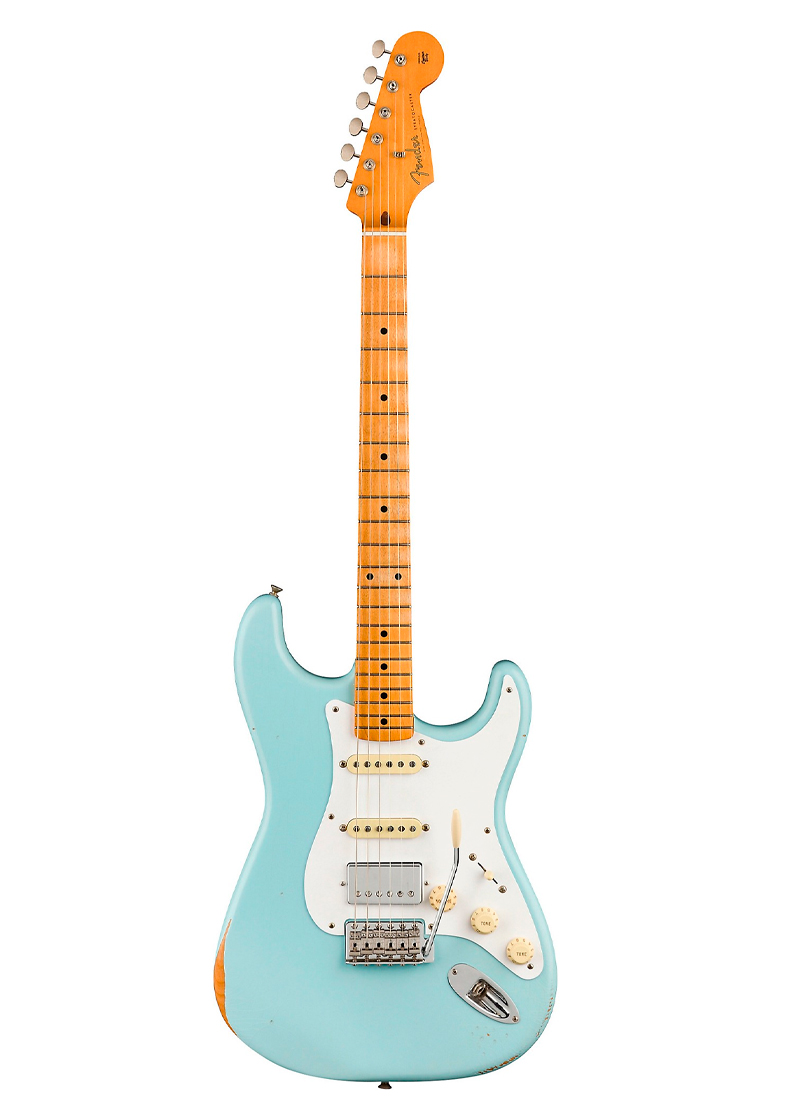 fender vintera limited edition '50s stratocaster road worn maple fingerboard electric guitar sonic blue