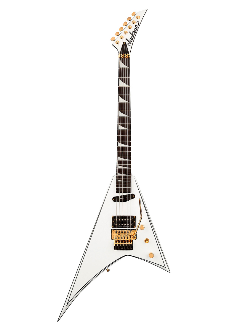 jackson concept series rhoads rr24 hs ebony fingerboard electric guitar white with black pinstripes