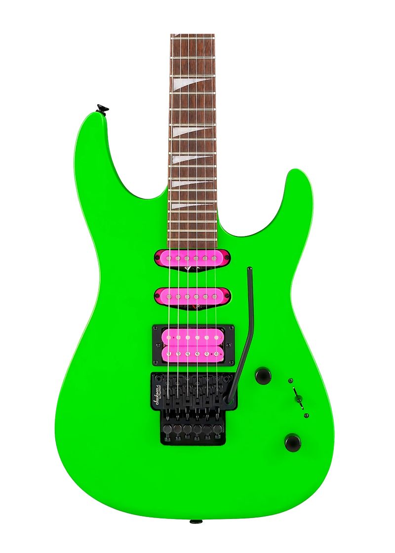 jackson x series dinky dk3xr hss electric guitar Guitarra eléctrica Jackson X Series Dinky DK3XR HSS detalle del cuerpo Neon Green