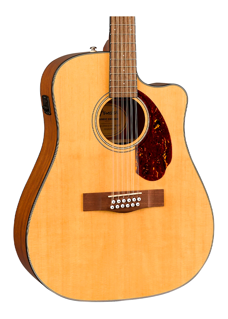 fender cd 140sce 12 string dreadnought acoustic electric guitar natural Guitarra electroacústica Fender CD-140SCE 12-String Dreadnought Natural detalle del cuerpo