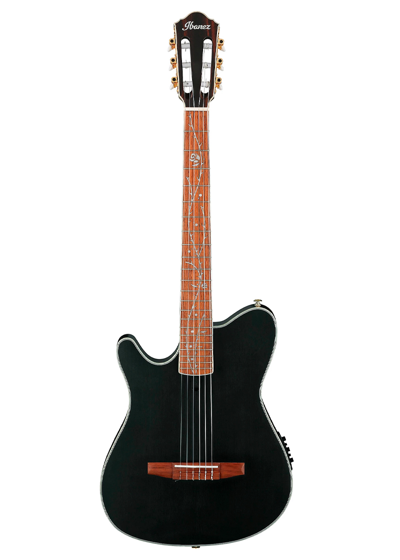 ibanez tod10nl tim henson signature left handed nylon string acoustic electric guitar transparent black flat