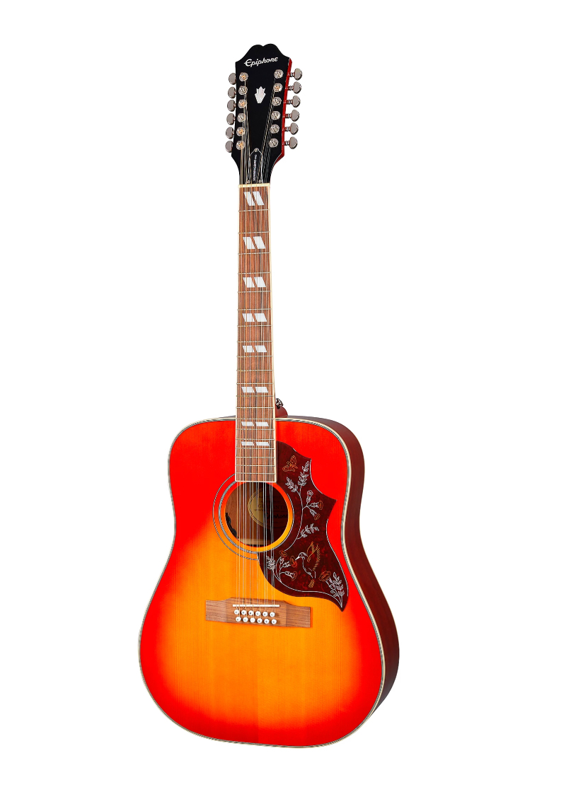 epiphone hummingbird pro 12 string acoustic electric guitar faded cherry