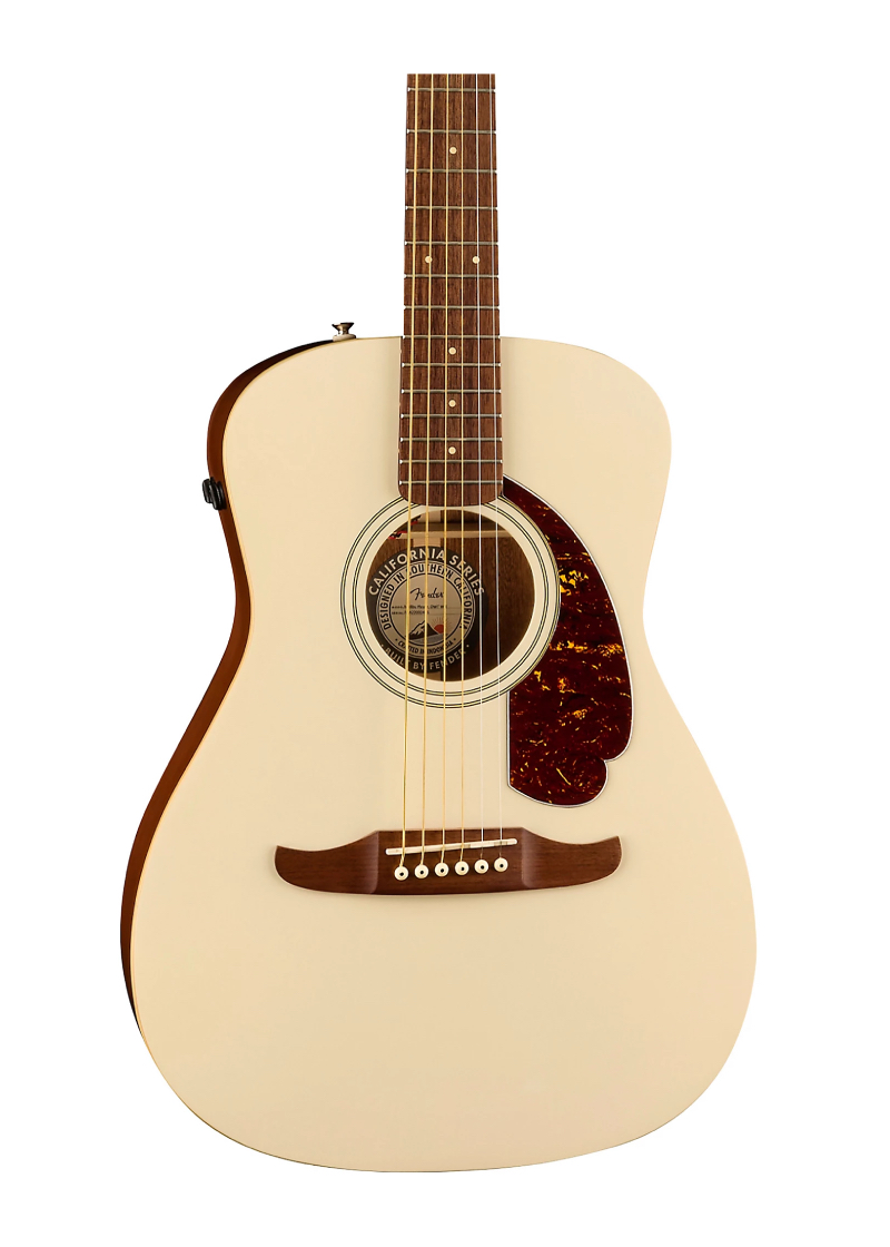 fender california malibu player acoustic electric guitar Guitarra electroacústica Fender California Malibu Player detalle del cuerpo Olympic White