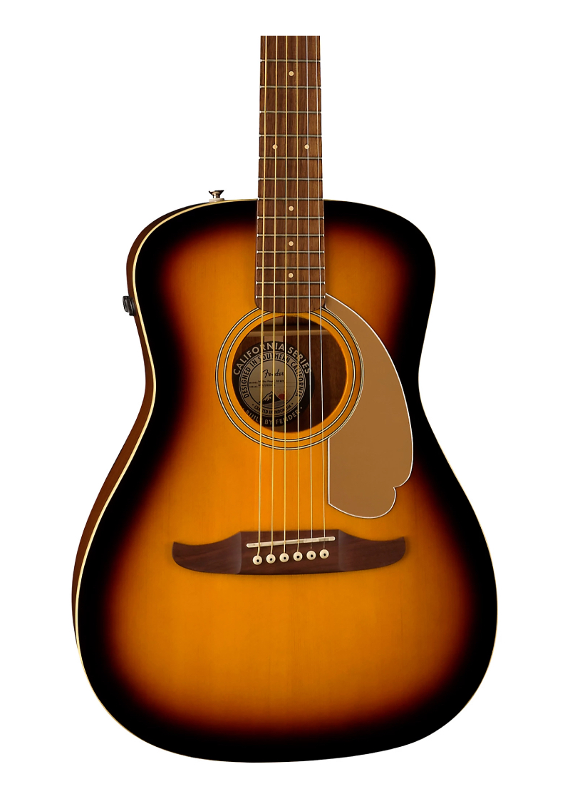 fender california malibu player acoustic electric guitar Guitarra electroacústica Fender California Malibu Player detalle del cuerpo Sunburst