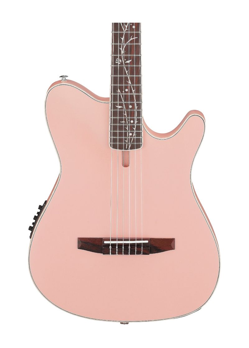 ibanez tod10n tim henson signature nylon acoustic electric guitar Guitarra electroacústica Ibanez TOD10N detalle del cuerpo Pearl Pink Flat