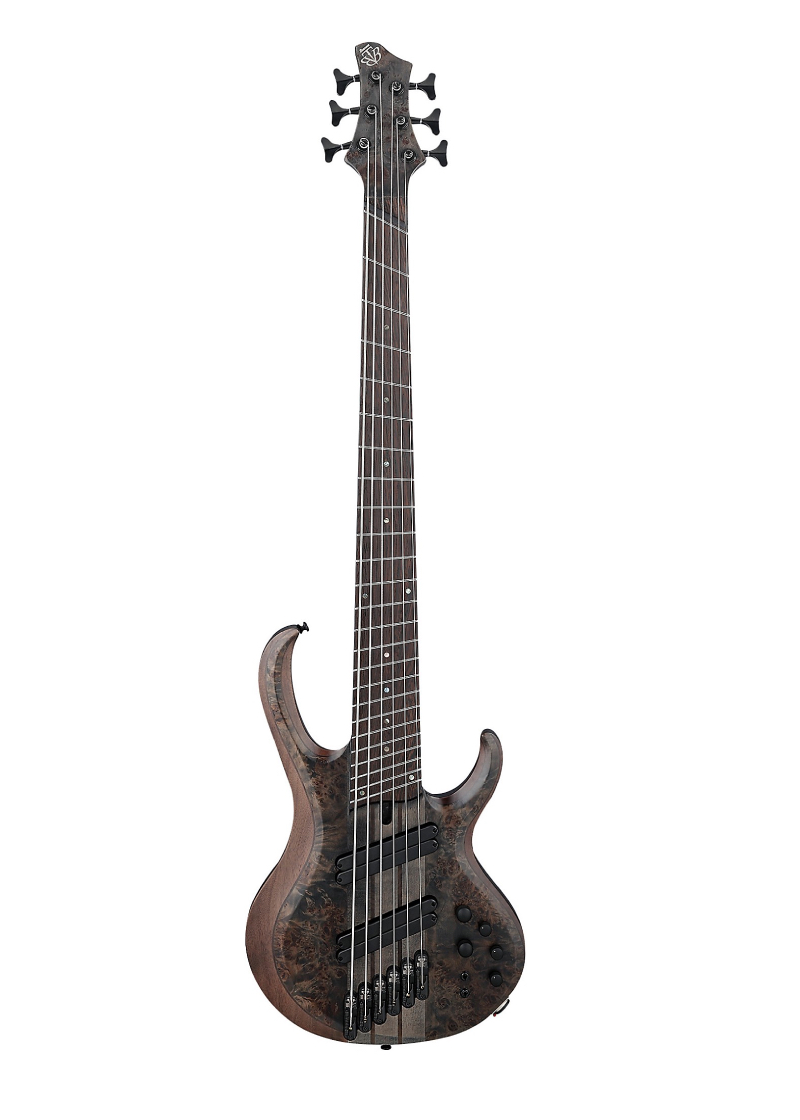 ibanez btb806ms 6 string multi scale electric bass transparent gray flat