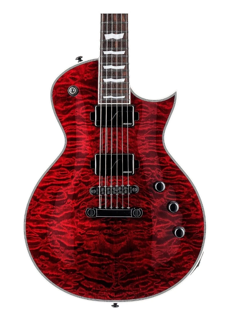esp ltd ec 1000qm electric guitar see thru black cherry Guitarra eléctrica ESP LTD EC-1000QM detalle del cuerpo
