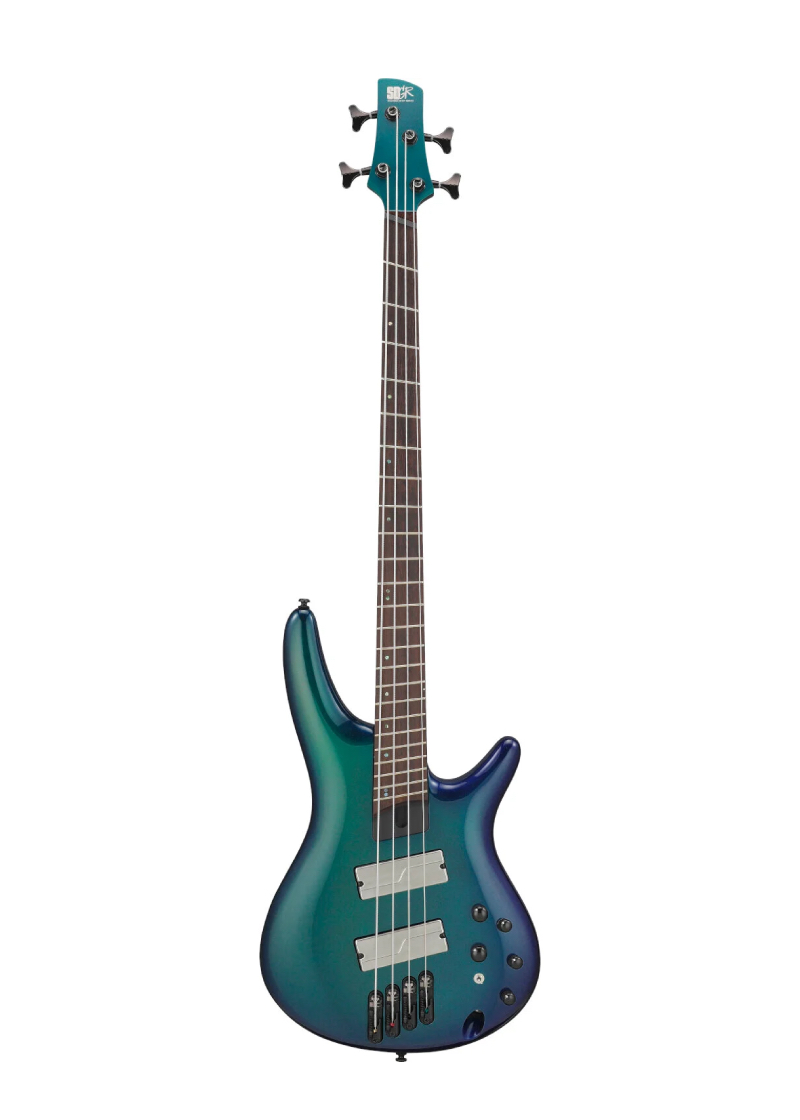 ibanez srms720 4 string multi scale electric bass guitar blue chameleon