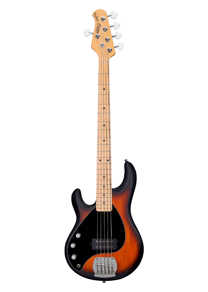 sterling by music man stingray ray5lh maple fingerboard left handed 5 string electric bass vintage sunburst