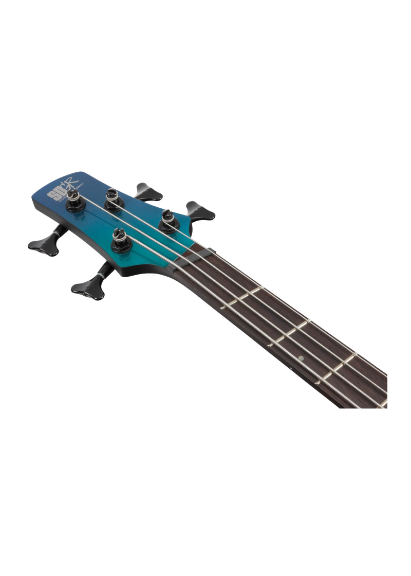 ibanez srms720 4 string multi scale electric bass guitar blue chameleon Bajo eléctrico Ibanez SRMS720 detalle del diapasón Panga Panga Fan Fret