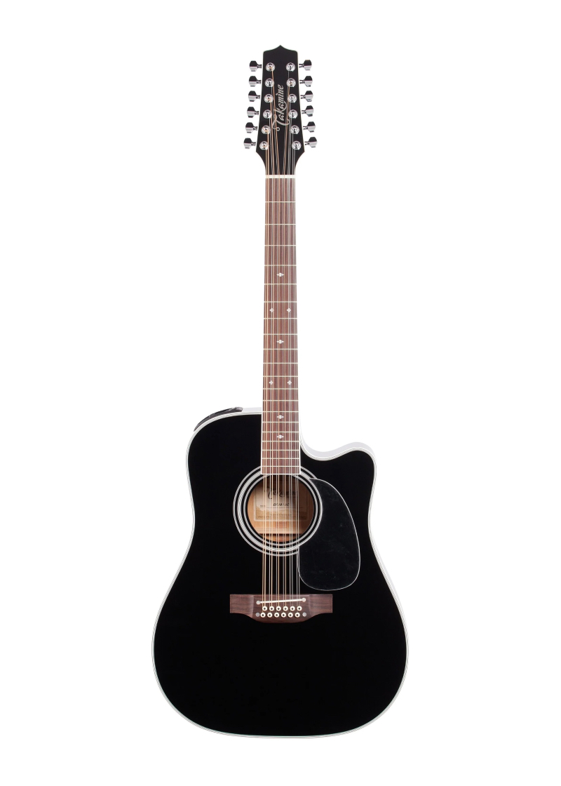 takamine ef381sc 12 string dreadnought cutaway acoustic electric guitar black