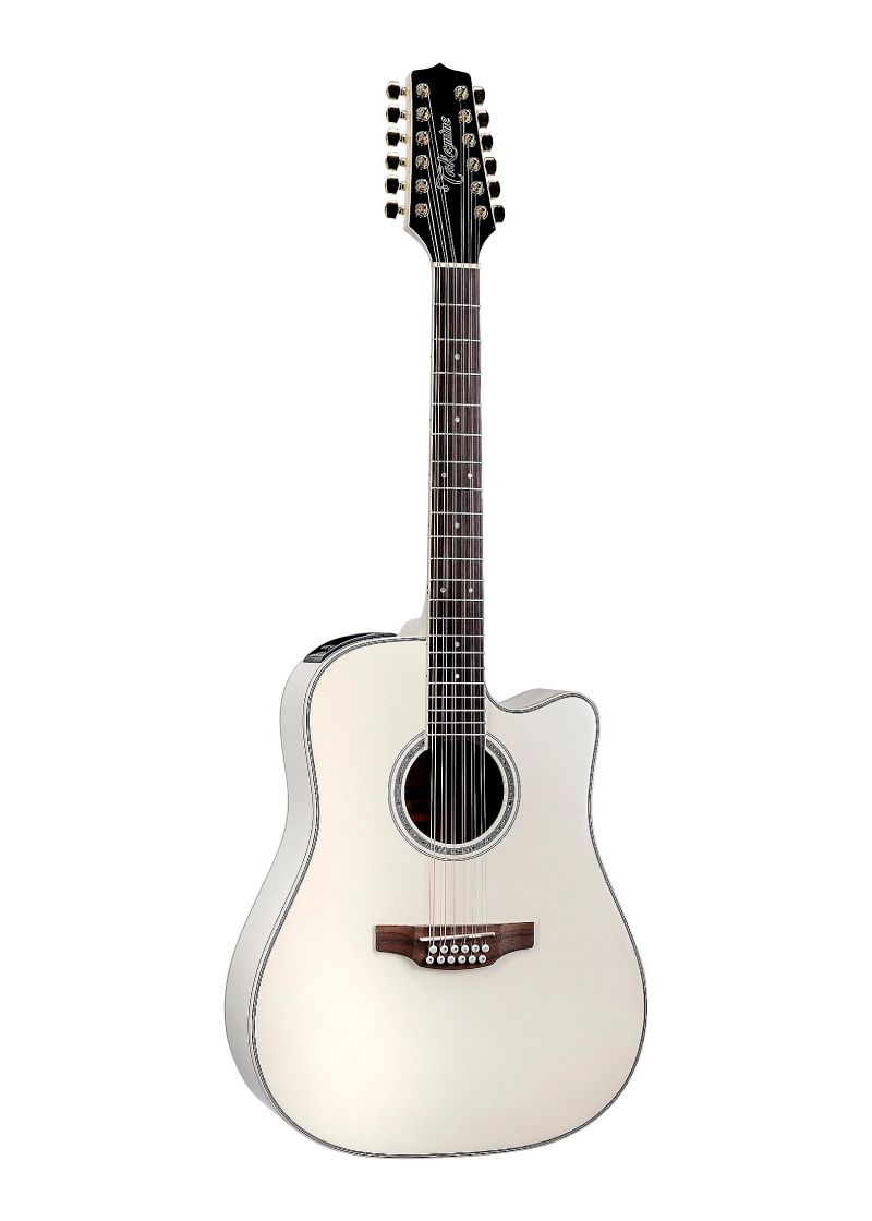 Guitarra electroacústica Takamine GD37CE Pearl White vista frontal.