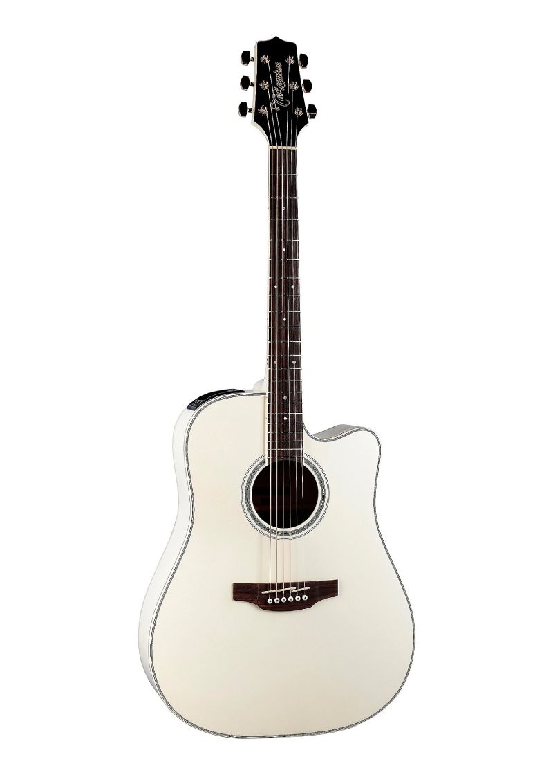 Guitarra electroacústica Takamine GD37CE Pearl White vista frontal.