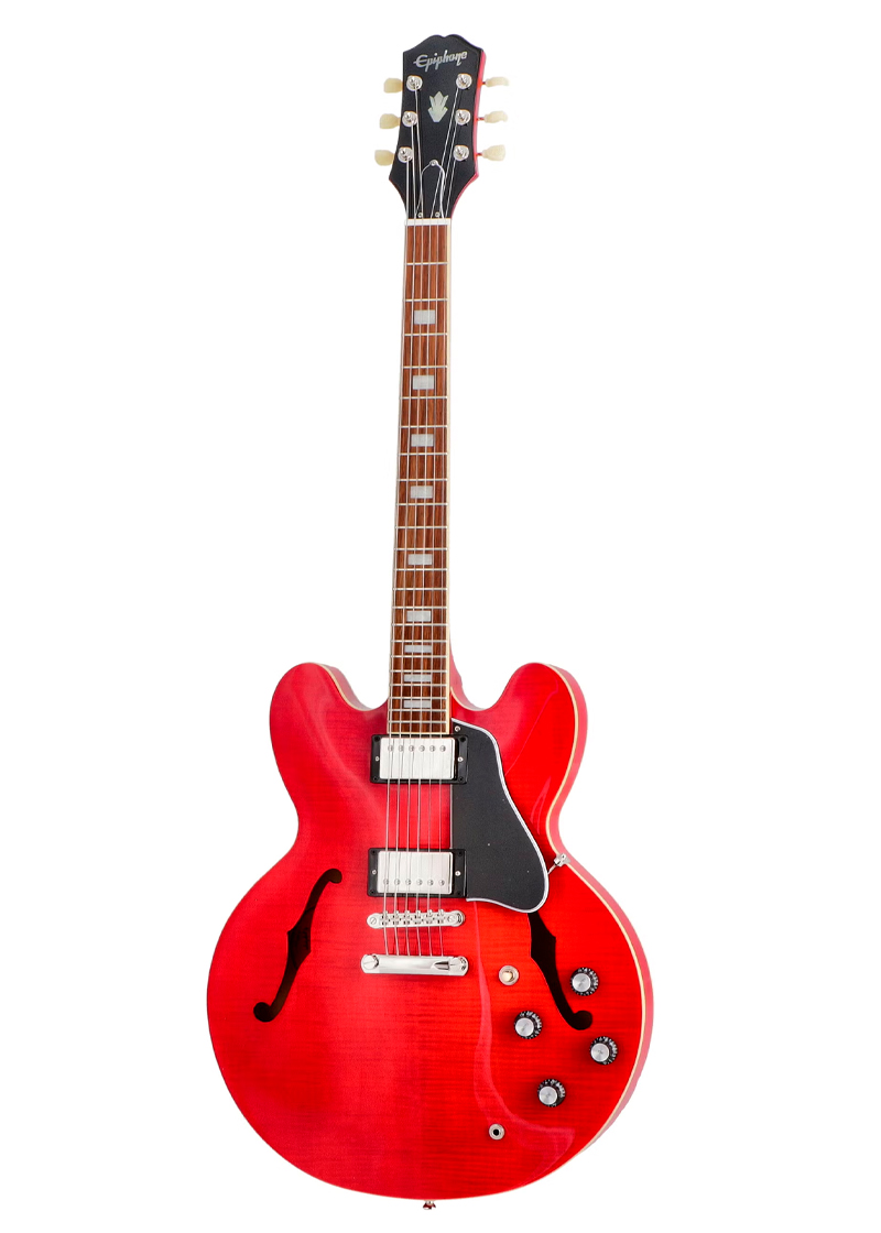 epiphone epiphone es 335 figured with gibson usa pickups semi hollow electric guitar cherry