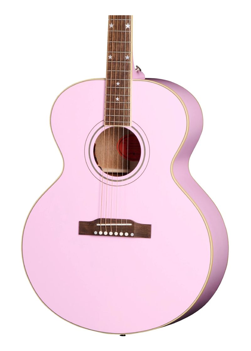 epiphone inspired by gibson custom j 180 ls acoustic electric guitar Guitarra electroacústica Epiphone Inspired by Gibson Custom J-180 LS detalle del cuerpo Pink